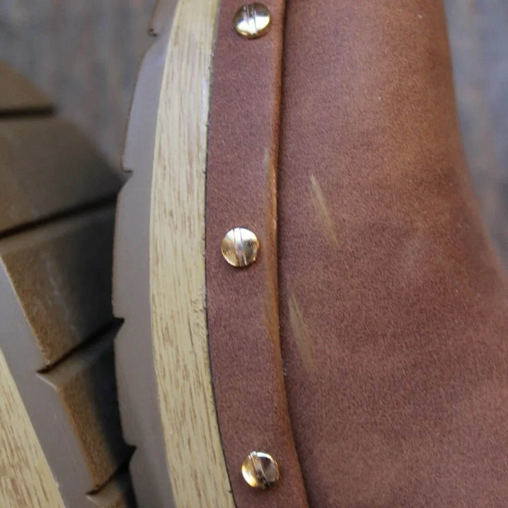 SALE! Dr. Scholl's Faux Wooden Bottom Classic Clogs Honey & Gold size 9 M NWT's - Picture 9 of 13